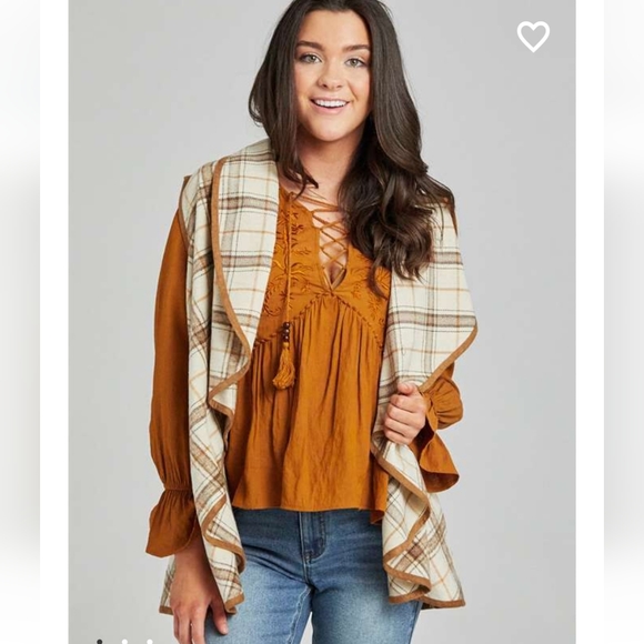 ALTAR'D STATE Plaid Open Waterfall Sweater Vest S - Picture 9 of 11